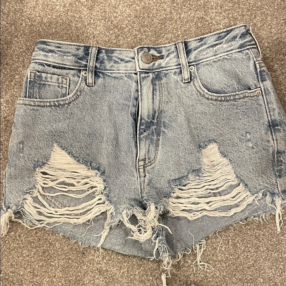 PacSun Ripped Light Blue Jean Shorts